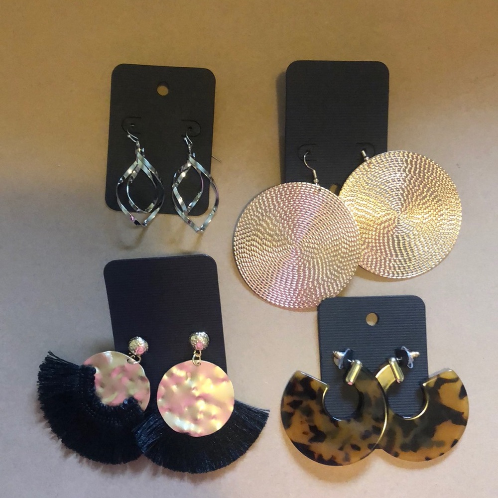 Brand new set of 4 statement earrings